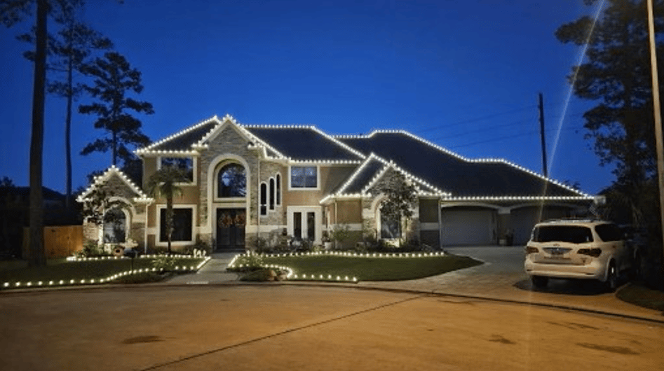 House with White Christmas Lights