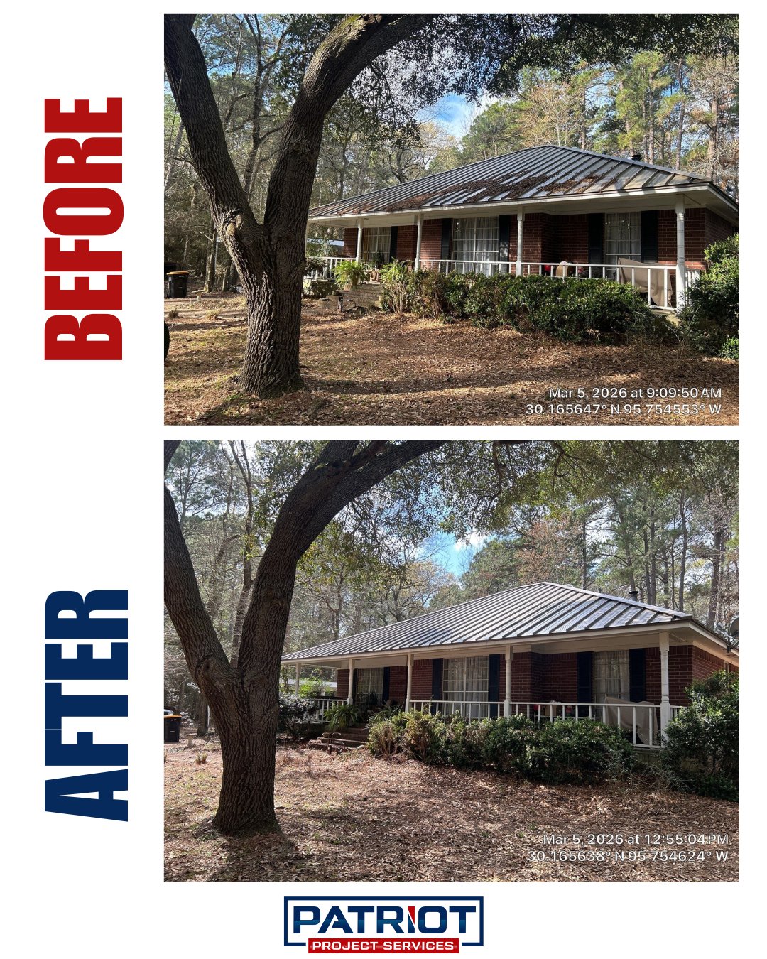 Metal Roof Washing Before and After 